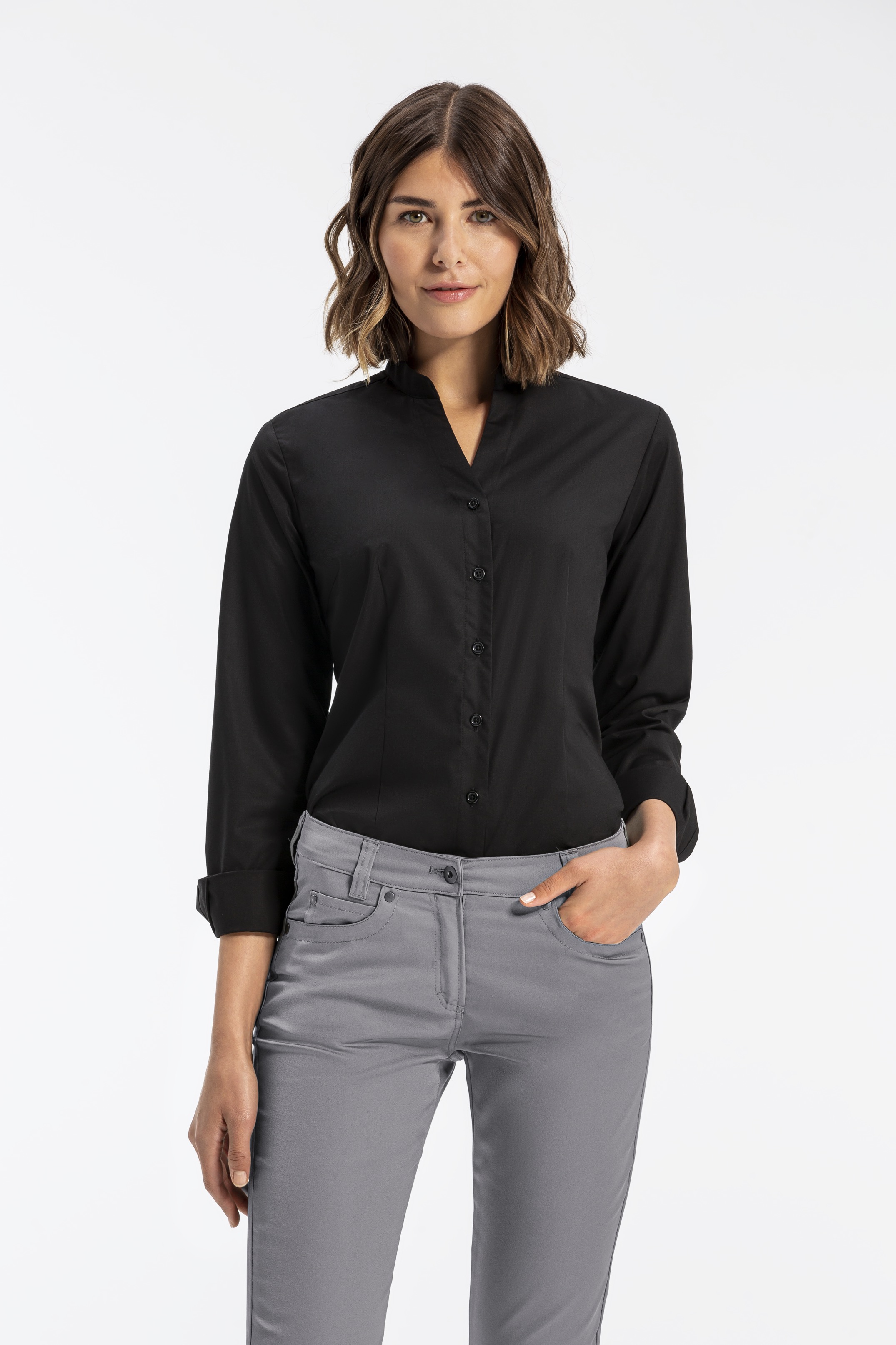 Damen-Stehkragenbluse Regular Fit